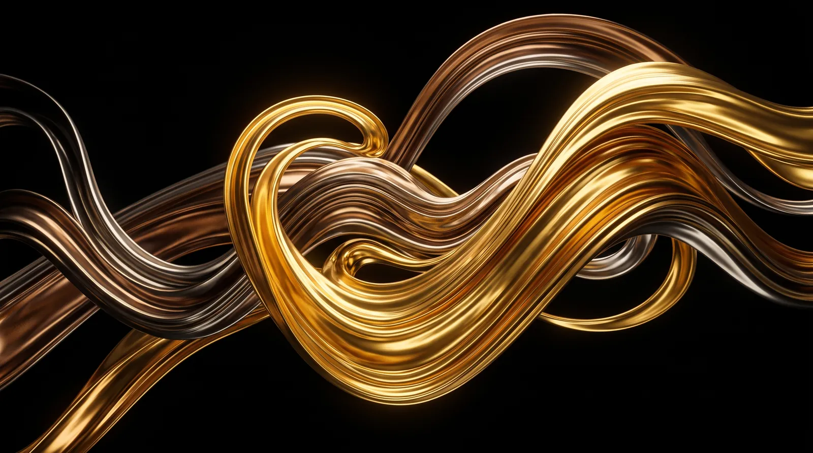 Ribbons of liquid gold flowing across black, NZ Marketing brand campaign art
