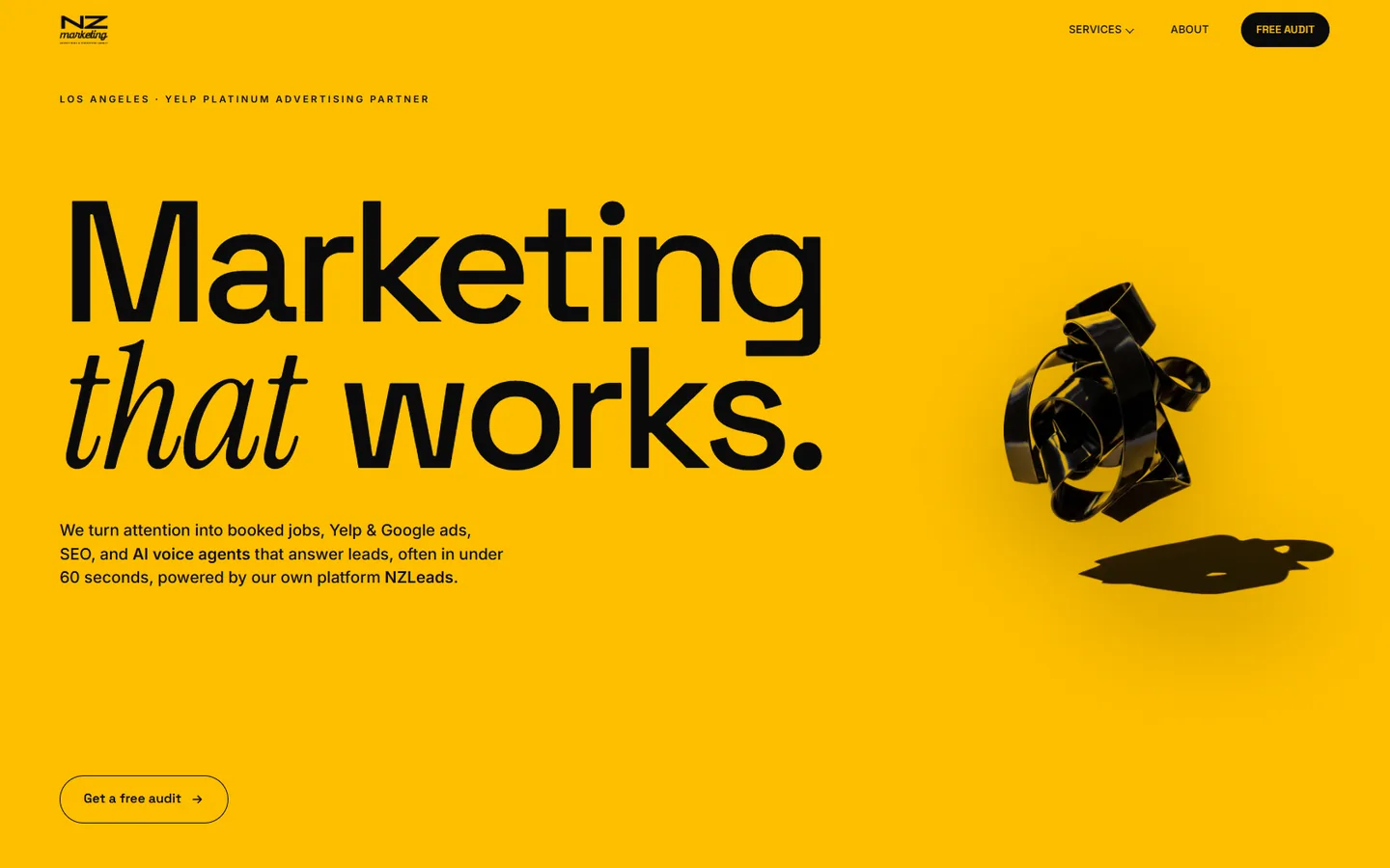 The NZ Marketing homepage on a desktop screen, designed and built by NZ Marketing