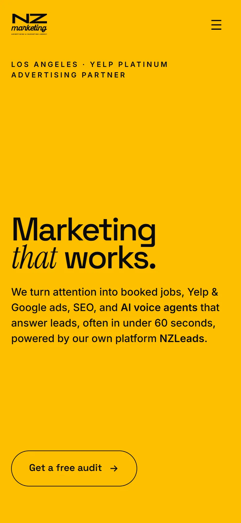 The NZ Marketing homepage on a phone, designed and built by NZ Marketing